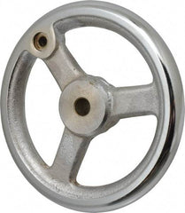 Gibraltar - 6", 3 Spoke Straight Handwheel - 1-1/2" Hub, Cast Iron, Chrome Plated Finish - USA Tool & Supply