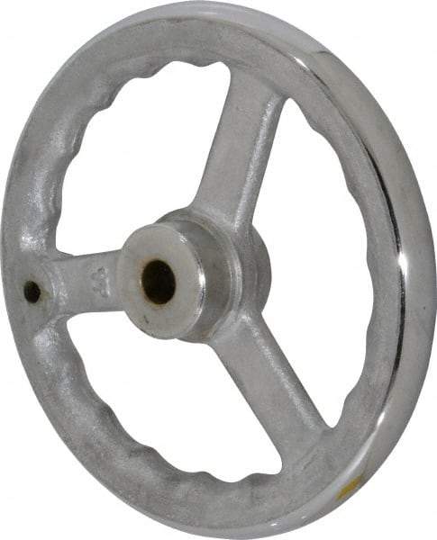 Gibraltar - 8", 3 Spoke Straight Handwheel - 1.8" Hub, Cast Iron, Chrome Plated Finish - USA Tool & Supply