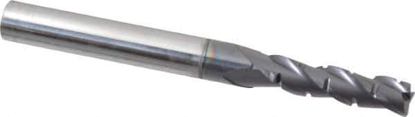 ProMax - 7/32" Diam, 3/4" LOC, 3 Flute Solid Carbide Roughing & Finishing Corner Radius End Mill - AlTiN Finish, 2-1/2" OAL, 1/4" Shank Diam, Straight Shank, 35° Helix, Centercutting, Regular Length - USA Tool & Supply