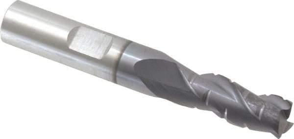 ProMax - 11/32" Diam, 7/8" LOC, 3 Flute Solid Carbide Roughing & Finishing Corner Radius End Mill - AlTiN Finish, 2-1/2" OAL, 3/8" Shank Diam, Straight Shank, 35° Helix, Centercutting, Regular Length - USA Tool & Supply