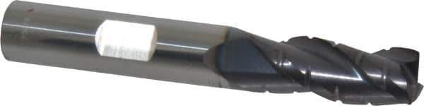 ProMax - 3/8" Diam, 7/8" LOC, 3 Flute Solid Carbide Roughing & Finishing Corner Radius End Mill - AlTiN Finish, 2-1/2" OAL, 3/8" Shank Diam, Weldon Shank, 35° Helix, Centercutting, Regular Length - USA Tool & Supply