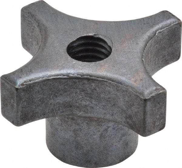 Made in USA - 1-1/2" Diam, 5/16-18 Thread, 7/8" High, Cast Steel, Cadmium Plated, Quick Acting Hand Knob - 11/16" Hub Diam, 21/64" Quick Release Distance, 1/2" Hub Height, 3/8" Head Height - USA Tool & Supply