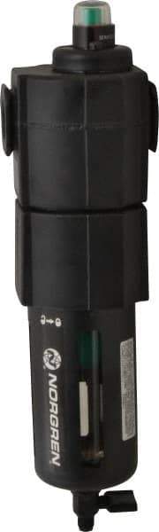 Norgren - 1/2" Port Coalescing Filter - Polycarbonate Bowl, Manual Drain, 150 Max psi, 0.01 Micron Rating, 3.15" Wide x 11.4" High - USA Tool & Supply