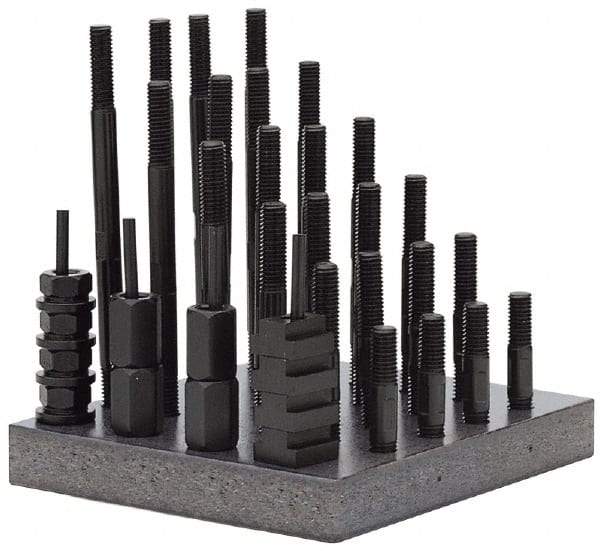 TE-CO - 38 Piece, 3/4-10 Stud, 7/8" T Slot, T Nut & Stud Kit - 1-1/2" T-Slot Nut Width, 3, 4, 5, 6, 7, 8" Stud Lengths - USA Tool & Supply