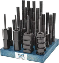 TE-CO - 38 Piece, 5/8-11 Stud, 3/4" T Slot, T Nut & Stud Kit - 1-1/4" T-Slot Nut Width, 3, 4, 5, 6, 7, 8" Stud Lengths - USA Tool & Supply