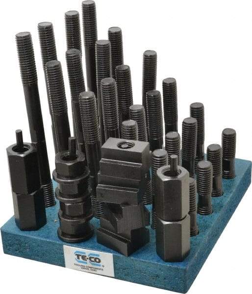 TE-CO - 38 Piece, 5/8-11 Stud, 13/16" T Slot, T Nut & Stud Kit - 1-1/4" T-Slot Nut Width, 3, 4, 5, 6, 7, 8" Stud Lengths - USA Tool & Supply