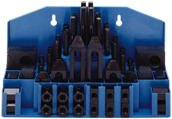 TE-CO - 52 Piece Fixturing Step Block & Clamp Set with 1" Step Block, 3/4" T-Slot, 5/8-11 Stud Thread - 1-1/4" Nut Width, 3, 4, 5, 6, 7 & 8" Stud Lengths - USA Tool & Supply