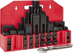 Value Collection - 52 Piece Fixturing Step Block & Clamp Set with 1" Step Block, 5/8" T-Slot, 1/2-13 Stud Thread - 1" Nut Width, 3, 4, 5, 6, 7 & 8" Stud Lengths - USA Tool & Supply