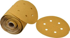 Norton - 6" Diam, 80 Grit Aluminum Oxide Adhesive PSA Disc - Coarse Grade, Gold, C Weighted Backing, Flexible - USA Tool & Supply