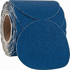 Norton - 6" Diam, 60 Grit Zirconia Alumina Adhesive PSA Disc - Coarse Grade, Blue, F Weighted Backing, Flexible - USA Tool & Supply