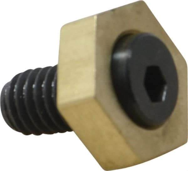 Mitee-Bite - 13/16" Brass Hex, 3/8-16 Stud Thread, Symmetrical Hex Clamp - 1/4" Hex Height, 2,000 Lb Holding Force, Hardened Steel Stud, 23/32" Long Thread, 20.8 Ft/Lb Torque, 10 Clamps - USA Tool & Supply