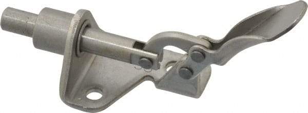 De-Sta-Co - 100 Lb Load Capacity, Flanged Base, Stainless Steel, Standard Straight Line Action Clamp - 3 Mounting Holes, 0.17" Mounting Hole Diam, 1/4" Plunger Diam, Thumb Handle - USA Tool & Supply