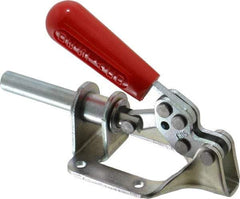 De-Sta-Co - 300 Lb Load Capacity, Flanged Base, Carbon Steel, Standard Straight Line Action Clamp - 4 Mounting Holes, 0.22" Mounting Hole Diam, 0.44" Plunger Diam, Straight Handle - USA Tool & Supply