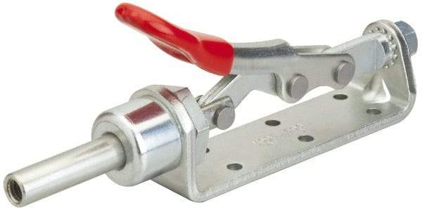 De-Sta-Co - 450 Lb Load Capacity, Flanged Base, Carbon Steel, Standard Straight Line Action Clamp - 6 Mounting Holes, 0.2" Mounting Hole Diam, 0.44" Plunger Diam, Thumb Handle - USA Tool & Supply