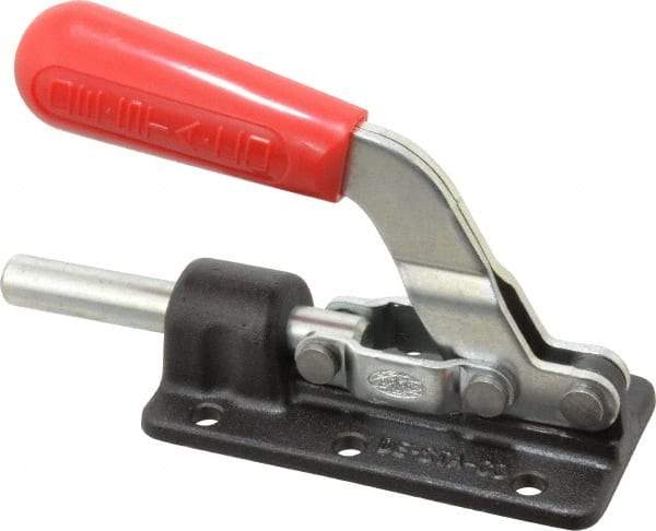 De-Sta-Co - 800 Lb Load Capacity, Flanged Base, Carbon Steel, Standard Straight Line Action Clamp - 6 Mounting Holes, 0.28" Mounting Hole Diam, 0.51" Plunger Diam, Straight Handle - USA Tool & Supply