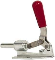 De-Sta-Co - 300 Lb Load Capacity, Flanged Base, Carbon Steel, Standard Straight Line Action Clamp - 4 Mounting Holes, 0.27" Mounting Hole Diam, 0.44" Plunger Diam, Straight Handle - USA Tool & Supply
