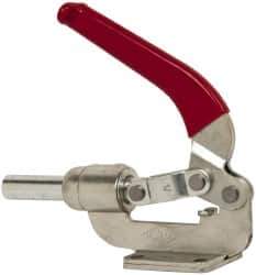 De-Sta-Co - 800 Lb Load Capacity, Flanged Base, Carbon Steel, Standard Straight Line Action Clamp - 4 Mounting Holes, 0.38" Mounting Hole Diam, 0.62" Plunger Diam, Whale Tail Handle - USA Tool & Supply