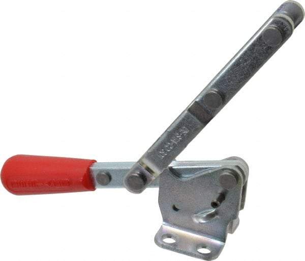 De-Sta-Co - 375 Lb Capacity, Horizontal, U-Bar, Flanged Base, Carbon Steel Pull Action Latch Clamp - 4" Drawing Movement, 8.33" OAL, Straight Handle - USA Tool & Supply