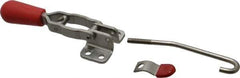 De-Sta-Co - 200 Lb Capacity, Horizontal, J Hook, Flanged Base, Stainless Steel Pull Action Latch Clamp - 2.35" Drawing Movement, 6.01" OAL, Straight Handle - USA Tool & Supply