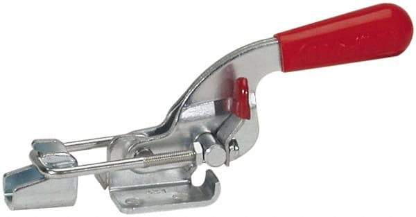 De-Sta-Co - 360 Lb Capacity, Horizontal, U Hook, Flanged Base, Stainless Steel Pull Action Latch Clamp - 1.18" Drawing Movement, 3.88" OAL, Threaded U Hook, Straight Handle - USA Tool & Supply