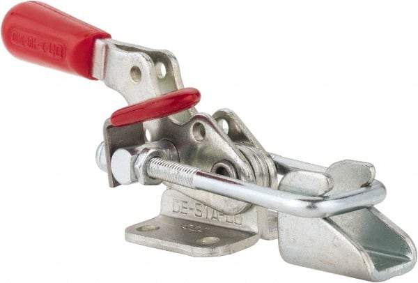 De-Sta-Co - 360 Lb Capacity, Horizontal, U Hook, Flanged Base, Carbon Steel Pull Action Latch Clamp - 1.18" Drawing Movement, 3.88" OAL, Threaded U Hook, Straight Handle - USA Tool & Supply