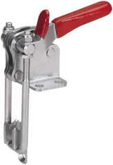 De-Sta-Co - 1,000 Lb Capacity, Vertical, U Hook, Flanged Base, Stainless Steel Pull Action Latch Clamp - 2.04" Drawing Movement, 4.1" OAL, Threaded U Hook, Straight Handle - USA Tool & Supply