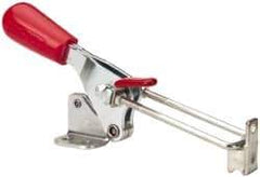 De-Sta-Co - 500 Lb Capacity, Vertical, U Hook, Flanged Base, Carbon Steel Pull Action Latch Clamp - 1.53" Drawing Movement, 3.49" OAL, Threaded U Hook, Straight Handle - USA Tool & Supply