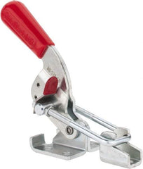 De-Sta-Co - 720 Lb Capacity, Horizontal, U Hook, Flanged Base, Carbon Steel Pull Action Latch Clamp - 1-3/4" Drawing Movement, 6.07" OAL, Threaded U Hook, Straight Handle - USA Tool & Supply