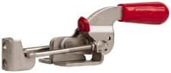 De-Sta-Co - 700 Lb Capacity, Horizontal, U Hook, Flanged Base, Stainless Steel Pull Action Latch Clamp - 1-3/4" Drawing Movement, 6.07" OAL, Threaded U Hook, Straight Handle - USA Tool & Supply