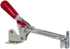 De-Sta-Co - 1,000 Lb Capacity, Vertical, U Hook, Flanged Base, Carbon Steel Pull Action Latch Clamp - 2.04" Drawing Movement, 4.1" OAL, Threaded U Hook, Straight Handle - USA Tool & Supply