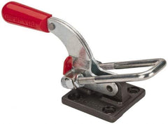 De-Sta-Co - 4,000 Lb Capacity, Horizontal, U Hook, Flanged Base, Carbon Steel Pull Action Latch Clamp - 3-1/2" Drawing Movement, 10.19" OAL, Threaded U Hook, Straight Handle - USA Tool & Supply