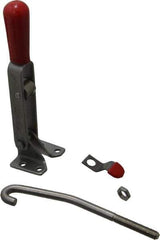De-Sta-Co - 450 Lb Capacity, Horizontal, J Hook, Flanged Base, Stainless Steel Pull Action Latch Clamp - 4" Drawing Movement, 8.82" OAL, Straight Handle - USA Tool & Supply