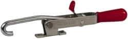 De-Sta-Co - 375 Lb Capacity, Horizontal, J Hook, Right Flanged Base, Carbon Steel Pull Action Latch Clamp - 4" Drawing Movement, 8.82" OAL, Thumb Handle - USA Tool & Supply
