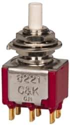 GC/Waldom - 1/4 Inch Mount Hole, Miniature Pushbutton Switch Only - White Pushbutton, Nonilluminated, Momentary (MO), On-On - USA Tool & Supply