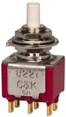 GC/Waldom - 1/4 Inch Mount Hole, Miniature Pushbutton Switch Only - White Pushbutton, Nonilluminated, Momentary (MO), On-On - USA Tool & Supply