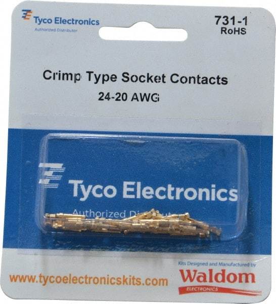 Tyco/Amp - 25 Piece, Socket Contact Connector Kit - 24 to 20 AWG Compatible Wire Size - USA Tool & Supply