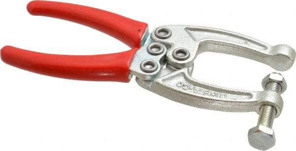 De-Sta-Co - 1556.88 N Load Capacity, 1.77" Throat Depth, 6.03" OAL, Carbon Steel, C Style Plier Clamp - 2.8" Max Jaw Capacity, M8x1.5 Spindle, 2.8" Open Throat Height, Red Handle, Spindle End - USA Tool & Supply