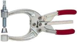 De-Sta-Co - 3113.76 N Load Capacity, 2.72" Throat Depth, 8.51" OAL, Carbon Steel, C Style Plier Clamp - 4.16" Max Jaw Capacity, M10x1.5 Spindle, 4.16" Open Throat Height, Red Handle, Spindle End - USA Tool & Supply