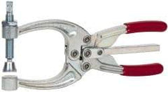 De-Sta-Co - 3113.76 N Load Capacity, 2.72" Throat Depth, 8.51" OAL, Carbon Steel, C Style Plier Clamp - 4.16" Max Jaw Capacity, M10x1.5 Spindle, 4.16" Open Throat Height, Red Handle, Spindle End - USA Tool & Supply