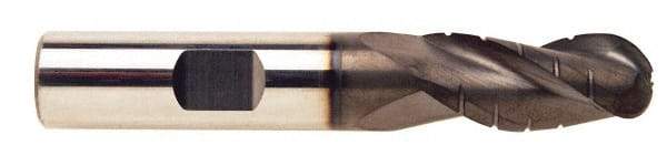 ProMax - 9/32" Diam, 3/4" LOC, 3 Flute Solid Carbide Roughing & Finishing Ball End Mill - AlTiN Finish, 2-1/2" OAL, 5/16" Shank Diam, Straight Shank, 35° Helix, Centercutting, Regular Length - USA Tool & Supply