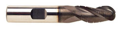 ProMax - 9/32" Diam, 3/4" LOC, 3 Flute Solid Carbide Roughing & Finishing Ball End Mill - AlTiN Finish, 2-1/2" OAL, 5/16" Shank Diam, Straight Shank, 35° Helix, Centercutting, Regular Length - USA Tool & Supply