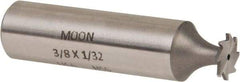 Made in USA - 3/8" Diam x 1/32" Face Width, High Speed Steel, 8 Teeth, Shank Connection Woodruff Keyseat Cutter - Uncoated, 2-1/16" OAL x 1/2" Shank, Straight Teeth - USA Tool & Supply