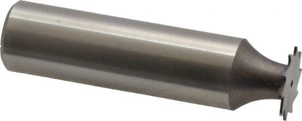 Made in USA - 1/2" Diam x 0.02" Face Width, High Speed Steel, 12 Teeth, Shank Connection Woodruff Keyseat Cutter - Uncoated, 2-1/16" OAL x 1/2" Shank, Straight Teeth - USA Tool & Supply