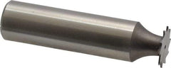 Made in USA - 1/2" Diam x 0.02" Face Width, High Speed Steel, 12 Teeth, Shank Connection Woodruff Keyseat Cutter - Uncoated, 2-1/16" OAL x 1/2" Shank, Straight Teeth - USA Tool & Supply