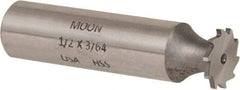 Made in USA - 1/2" Diam x 3/64" Face Width, High Speed Steel, 12 Teeth, Shank Connection Woodruff Keyseat Cutter - Uncoated, 2-1/16" OAL x 1/2" Shank, Straight Teeth - USA Tool & Supply