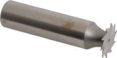 Made in USA - 5/8" Diam x 1/64" Face Width, High Speed Steel, 12 Teeth, Shank Connection Woodruff Keyseat Cutter - Uncoated, 2-3/32" OAL x 1/2" Shank, Straight Teeth - USA Tool & Supply