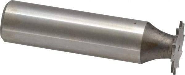 Made in USA - 5/8" Diam x 1/32" Face Width, High Speed Steel, 12 Teeth, Shank Connection Woodruff Keyseat Cutter - Uncoated, 2-3/32" OAL x 1/2" Shank, Straight Teeth - USA Tool & Supply