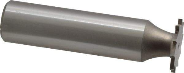 Made in USA - 5/8" Diam x 3/64" Face Width, High Speed Steel, 12 Teeth, Shank Connection Woodruff Keyseat Cutter - Uncoated, 2-3/32" OAL x 1/2" Shank, Straight Teeth - USA Tool & Supply