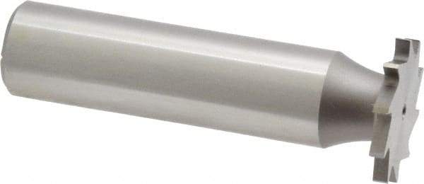 Made in USA - 3/4" Diam x 5/64" Face Width, High Speed Steel, 10 Teeth, Shank Connection Woodruff Keyseat Cutter - Uncoated, 2-1/8" OAL x 1/2" Shank, Straight Teeth - USA Tool & Supply
