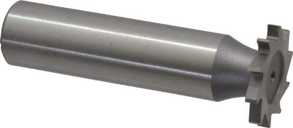 Made in USA - 3/4" Diam x 3/32" Face Width, High Speed Steel, 14 Teeth, Shank Connection Woodruff Keyseat Cutter - Uncoated, 2-1/8" OAL x 1/2" Shank, Straight Teeth - USA Tool & Supply